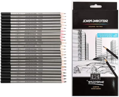 Complete Set van 24 Professionele Tekenpotloden van 9H tot 14B, Ideaal voor Kunstenaars, Studenten en Beginners