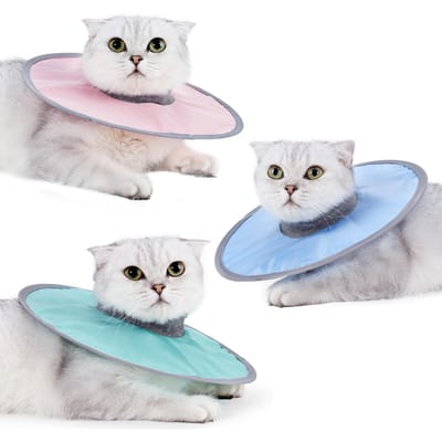 Kattenkegelhalsband Stop Likken Verstelbare Geribbelde Hals Herstelhalsband Medium turquoise