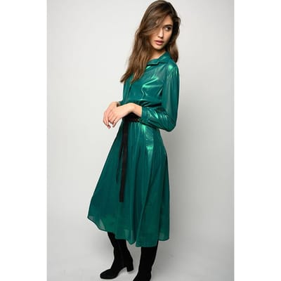 PINKO Grullo Abito Georgette Laminat Green Größe: 40 | Blusenkleider Outlet | Damen | Grün