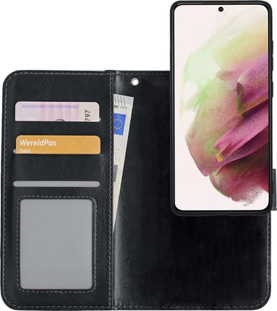 Hoesje - 2 in 1 - Geschikt voor Samsung Galaxy S21 Ultra - Met Uitneembare Hard Cover - Bookcase - Wallet Case - Met Pasjeshouder - Book Case - Uitneembaar - Pashouder - Kunstleer - Zwart