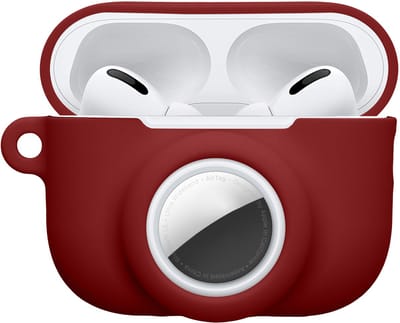 kwmobile oordopjes case geschikt voor Apple Airpods Pro 3 hoesje - Oortjes cover met AirTag houder - In-ear koptelefoon hoes - Silicone in bordeauxrood