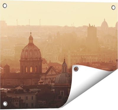 Gards Tuinposter Rome Stad bij Zonsopgang - 50x40 cm - Tuindoek - Tuindecoratie - Wanddecoratie buiten - Tuinschilderij