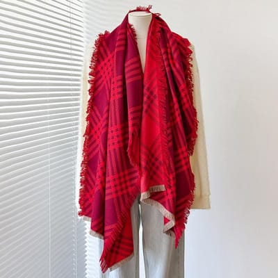 Warm Kasjmier Deken Dames Reizen Winter Sjaal Mode Geruit Pashmina Dikke Sjaal Wraps Met Kwastjes Casual Bufanda Poncho brown