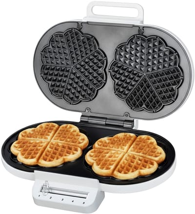 Heinner Wafelijzer – 1400W – Instelbare Temperatuur – Anti-aanbaklaag – Indicatie Lampje – 2 Wafels – 15,5 cm – Wit