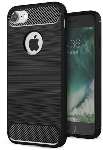 Mobiq Carbon Look Hoesje geschikt voor iPhone SE (2022) / geschikt voor iPhone SE (2020) / geschikt voor iPhone 8 / geschikt voor iPhone 7 - Flexibele TPU Case