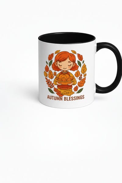 Herfstzegeningen Mok - Keramische Koffiemok met Schattig Herfstmeisje Design