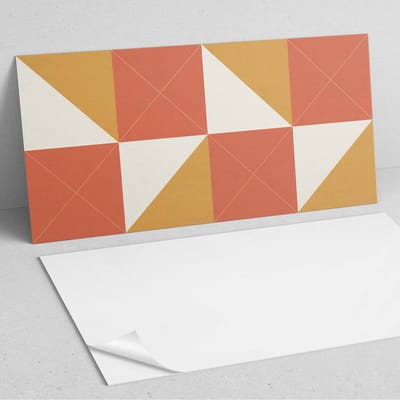 Coloray Wandpanelen Zelfklevend - Geometrische vormen in warme tinten PVC Wandpaneel - 100 cm x 50 cm - Oranje Wandbekleding Zelfklevend - 1 stuk - Texturen Wandpanelen Zelfklevend - Keuken Wandpanelen - Wandpanelen Badkamer