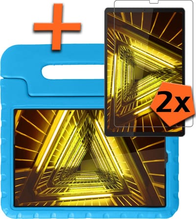 Hoesje - Geschikt voor Lenovo Tab M10 FHD Plus (2e / 2nd Generatie) - Met 2x Screenprotector - Kinderhoes Shockproof Bumper - Kidsproof Case - Tablet Hoes - Kinder Hoes Cover - Blauw