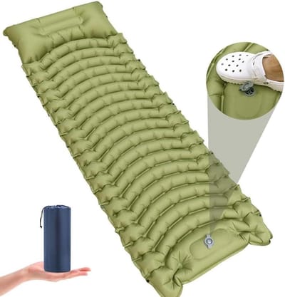 Kampeer Mat - Slaapmat Luchtbed - Buiten slapen - Snel opblaasbaar - 193 cm - Groen