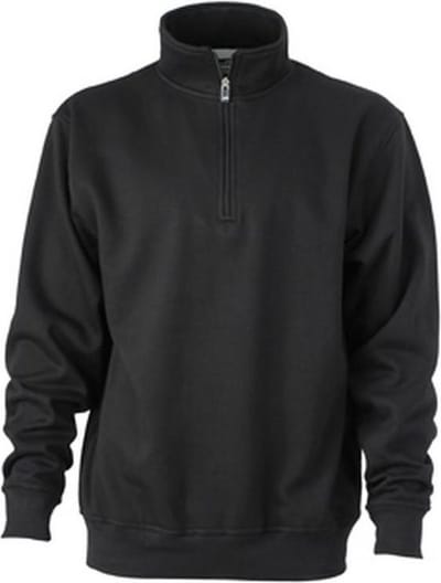 James and Nicholson Uniseks werkkleding Half Ritssweatshirt (Zwart)