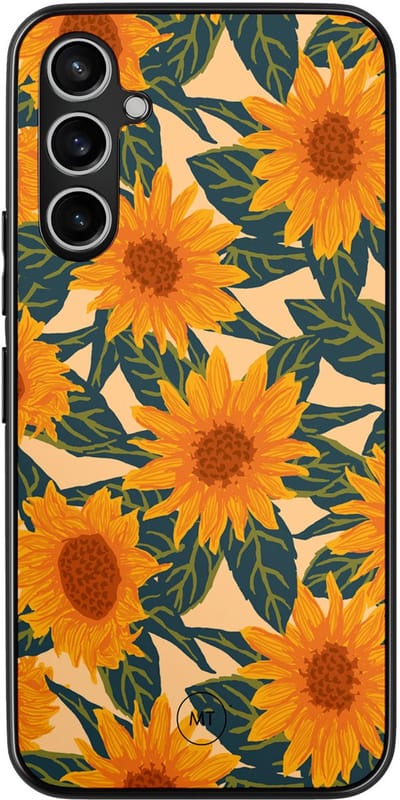 Hoesje geschikt voor Samsung Galaxy A54 - Zonnebloemen - TPU Hard Case Backcover - Oranje - Mooie Telefoonhoesjes