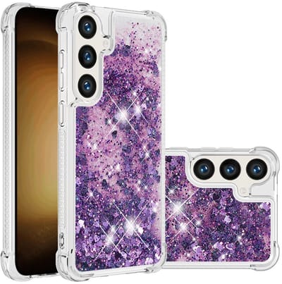 Coverup Hoesje - Geschikt voor Samsung Galaxy S25 / S24 Hoesje - Coverup Liquid Glitter Back Cover - Paars