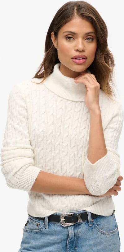 Superdry FITTED CABLE ROLL NECK JUMPER Dames Trui - Maat L