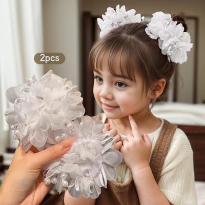 2 pièces Serre-tête rose mignon pour fille, Accessoire de cheveux doux style princesse, Accessoire de cheveux polyvalent pour enfants sans abîmer les cheveux blanc