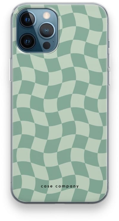 Case Company® - Hoesje geschikt voor iPhone 12 Pro hoesje - Grid Groen - Soft Cover Telefoonhoesje - Bescherming aan alle Kanten en Schermrand