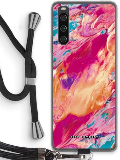 Case Company® - Hoesje met koord geschikt voor Sony Xperia 10 IV hoesje met Koord - Pastel Echoes - Telefoonhoesje met Zwart Koord - Bescherming aan alle Kanten en Over de Schermrand
