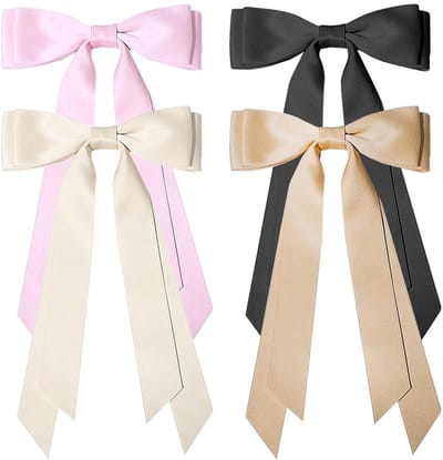 Dailygoods- Haarspelden met Strik - 4 Stuks - Eendensnavelclip - Haaraccessoires - Duurzaam Materiaal - Geschikt voor Diverse Kapsels