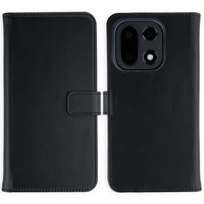 Selencia Hoesje - Geschikt voor OnePlus 15 - Echt Lederen Bookcase - Zwart
