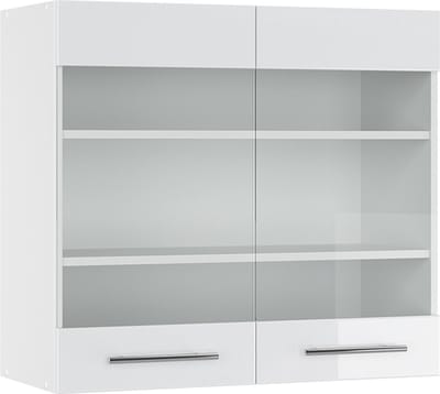 Vicco Fame-Line Glazen keukenkast – 80 cm Wit Hoogglans