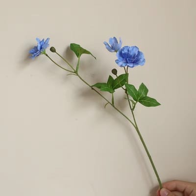 Vlinder lotusbloem - blauw - zijden bloemen - 3 stelen - onderhoudsvrij - 45 cm - kunstbloemen