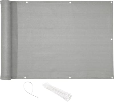 Privacyscherm balkon 0,75 x 3 m lichtgrijs - HDPE balkonafdekking met kabelbinders