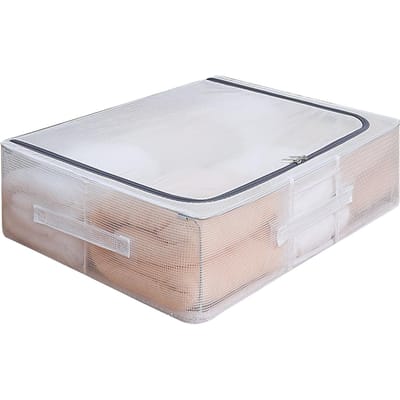 Transparante Mesh Kledingorganizer met Deksel Grote Capaciteit Vochtbestendige Kledingopbergdoos voor white