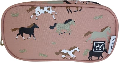 YLX Gear & Freek Vonk Sprout etui | Oud roze & paarden | Pennenetui, etui, schoolspullen | dieren, paarden| kinderen, meisjes, dierenprint, paarden