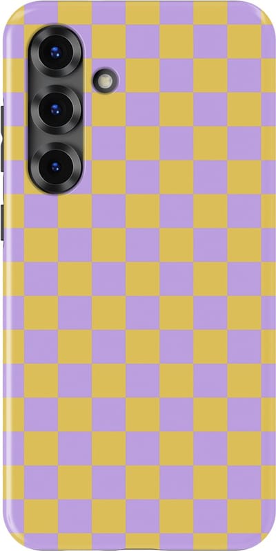Design Hoesje Samsung Galaxy S25 Plus | Geschikt Voor Mag | Tiny Squares Checkered Print | Backcover Samsung Galaxy S25 Plus Lilac Lemonade