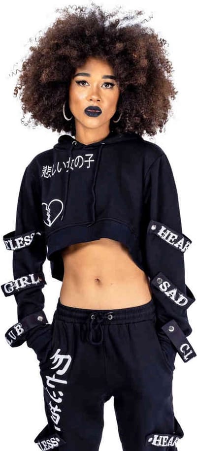 Heartless Hoodie/trui -XS- Sad Girl Club Zwart