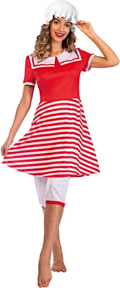 Amscan Zwemjurk Jaren 20 Dames Polyester Rood/wit 3-delig Mt M/l