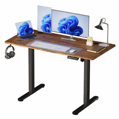 Zit sta bureau - 120 x 60 cm - hoogte verstelbaar - bruin-zwart