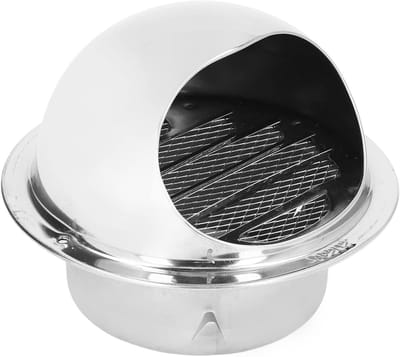 Ronde Ventilatierooster van 304 RVS, Wind- en Regenbestendig voor Badkamer, Keuken en Kantoor (100mm)
