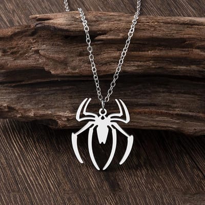 Punk Roestvrij Staal Halloween Ketting Hip Hop Zwarte Spin Hanger Kettingen Voor Mannen Jongens Sieraden Cadeau brown