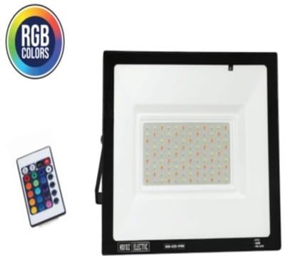 REMIX 100 - LED Buitenlamp - Schijnwerper - Breedstraler Floodlight -Zwart-Waterdicht IP65- Werkend met afstandsbediening, Dimbaar -100W - 8000 Lumen - RGB (ROOD -GROEN -BLAUW)