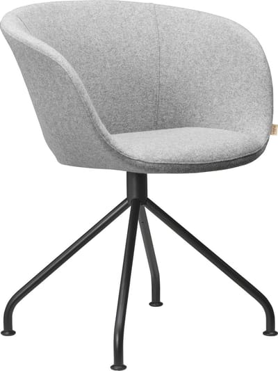 Club - Werk Fauteuil - Lichtgrijs - Zwart Metalen voet (Fair Furniture Group – Nederlands Familiebedrijf)