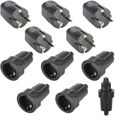 Schuko stekkerkoppelingen voor buiten - 250 V 16 A IP54 waterdicht - Veilig rubberen koppelingsset