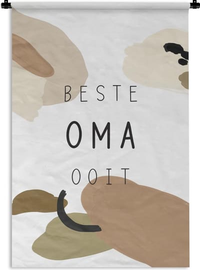 Wandkleed - Wanddoek - Quotes - Beste oma ooit - Spreuken - Oma - 60x90 cm - Wandtapijt