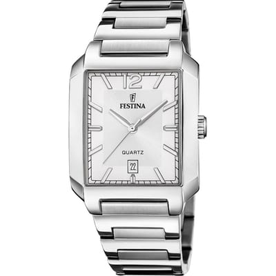 Festina F20677/2 Heren Horloge - Mineraalglas - Roestvrijstaal/Staal - Zilverkleurig - Ø 40.5 mm - Quartz - Vouw/Vlindersluiting - 5 ATM (douchen)