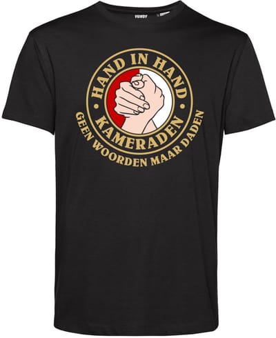 T-shirt Hand In Hand Kameraden | Rotterdam Supporter | Shirt Rotterdam | Zwart | maat XS