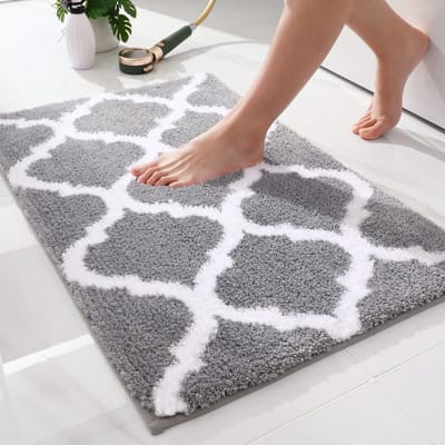Olanly Badkamermat - Zacht En Absorberend Microvezel Badmat - Antislip luizige Douchemat - Wasbaar En Drogerbestendig Badkamerkleed - 51x76cm - Grijs