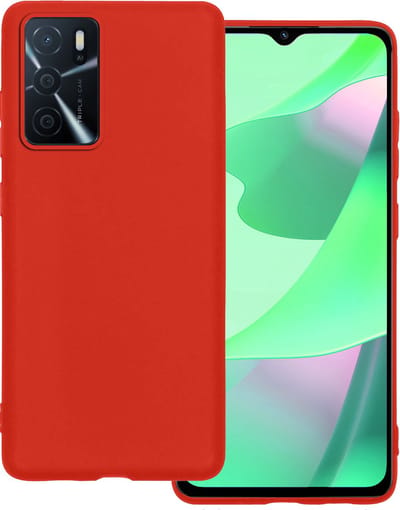 Hoesje Geschikt voor OPPO A16 - Sterk & Shockproof - Hoes Cover - Siliconen Case - Rood