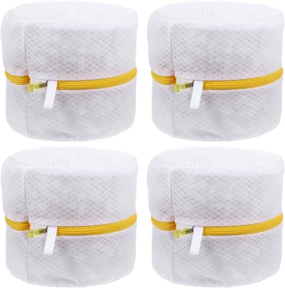 Waszakken Set - Ondergoed Beschermers - Delicate Kleding Wassen - Verstelbare Maten - 4 Stuks - Wit