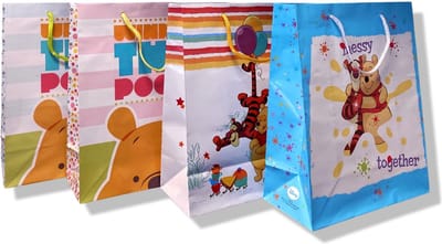 4 Cadeautasjes - Winnie the Pooh - A4 formaat - 32,5x26cm - Papier - Cadeauverpakking