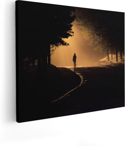 Artaza Canvas Schilderij Silhouet Vrouw - 50x40 cm - Wanddecoratie Bos - Muurdecoratie Bomen - Kamer Accessoires Woonkamer