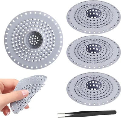 Universele Silicone Afvoerzeef - 4 Stuks - Haarvanger voor Douche, Badkuip en Wastafel - Ideaal voor Badkamer en Keuken