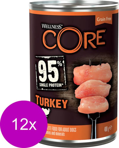 Wellness Core Grain Free 95 400 g - Hondenvoer - 12 x Kalkoen&Boerenkool