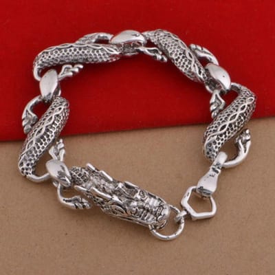925 Verzilverde Armband Europees en Amerikaans Grote Witte Draak Armband Herenarmband gray
