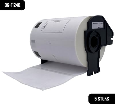 DULA Brother Compatible DK-11240 - Voorgestanst barcode label - 5 rollen - 102 x 51 mm - 600 labels per rol - Zwart op wit - Papier