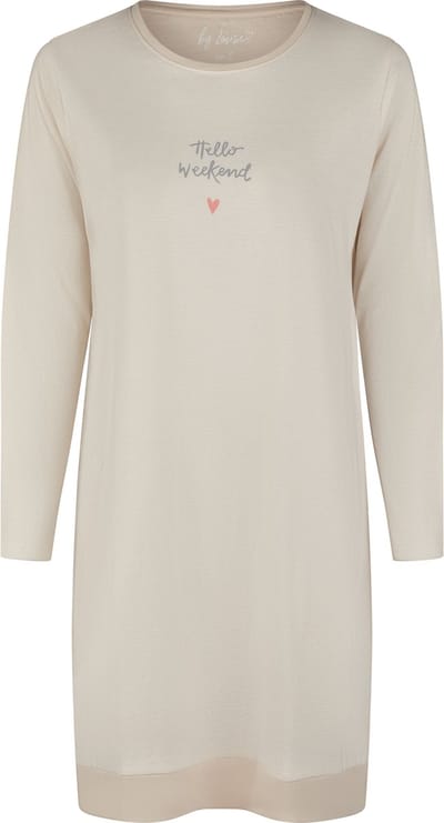 By Louise Dames Nachthemd Lange Mouw Beige Gestreept - Maat M