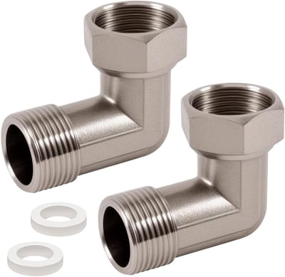 Verstelbare RVS Schroefverbinding 3/4 Inch AG naar 3/4 Inch IG, 90 Graden Hoekverbinding, Duurzaam en Corrosiebestendig voor Tuin- en Waterleidingen